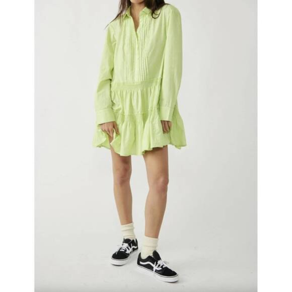 NWT Free People Billie Mini Dress Lime Glo‎ | Size L - Picture 1 of 5